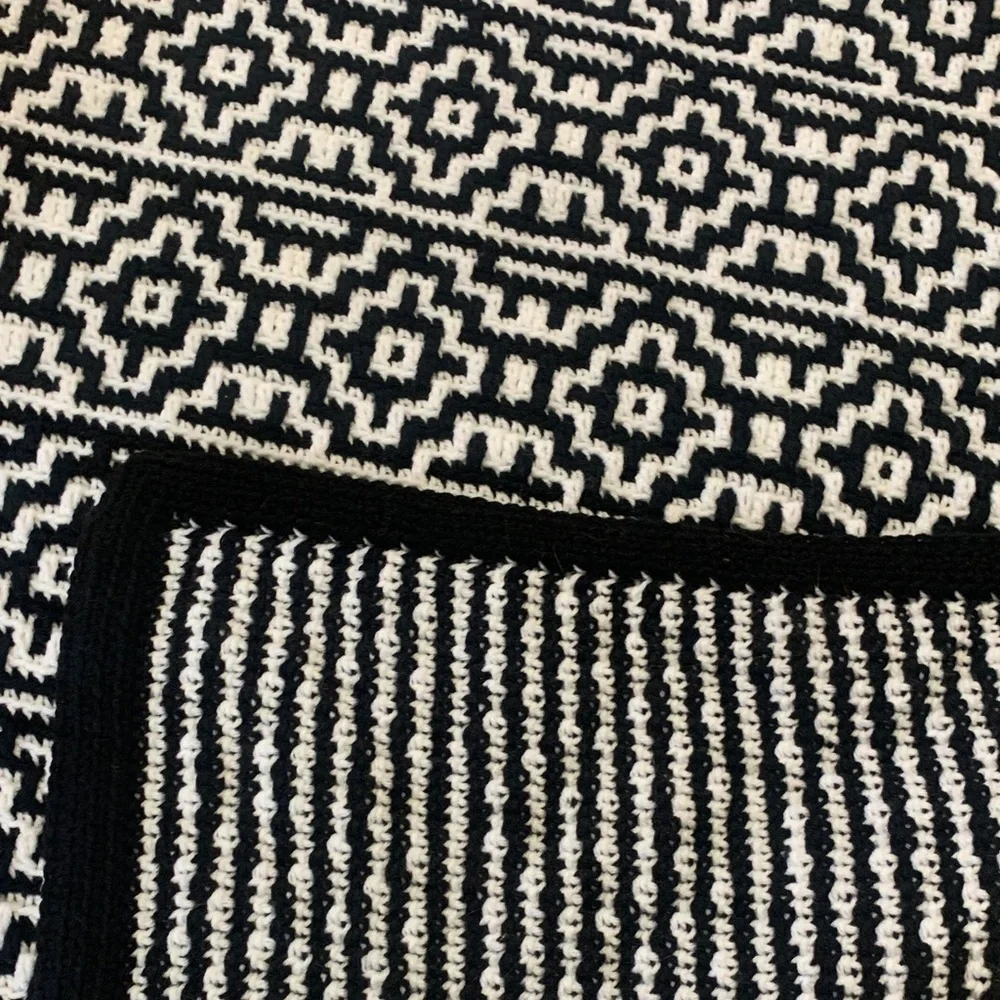 Handcrafted Mosaic Crochet Geometric Blanket